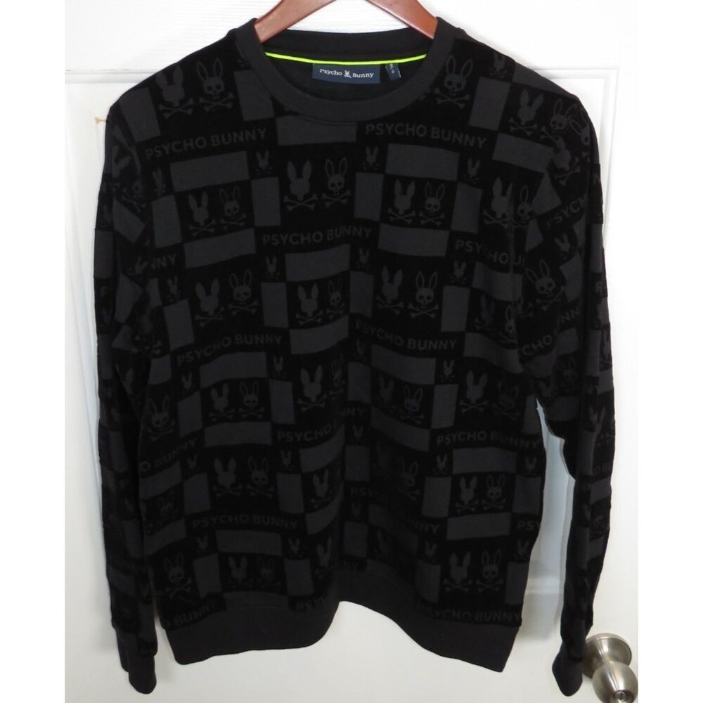 Psycho Bunny Romeo Lightweight Sweatshirt in Black/Charcoal Youth LG (14-16)